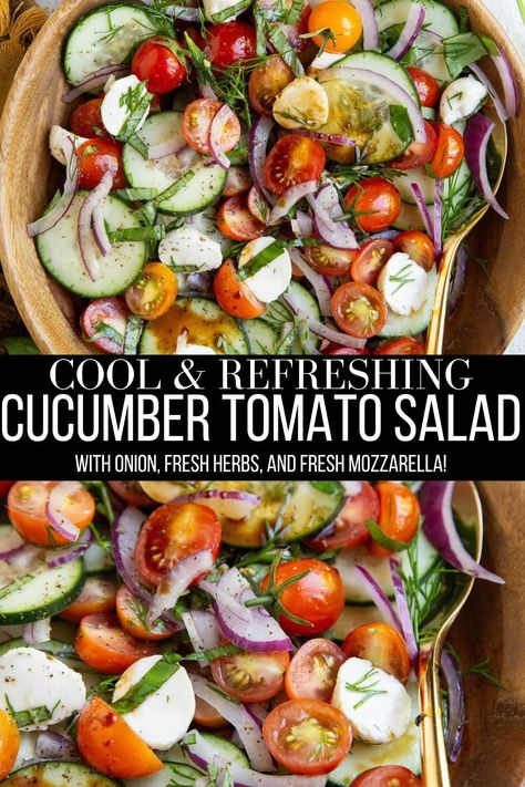 Salad Red Onion, Cucumber Red Onion Salad, Salad With Red Onion, Cucumber Salad Dressing, Cucumber Onion Salad, Tomato Basil Salad, Balsamic Vinaigrette Salad, Tomato Mozzarella Salad, Tomato Mozzarella Basil