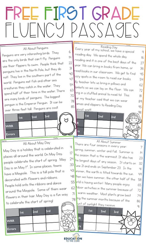 Get our FREE 1st Grade Fluency / Reading Comprehension Passages and Questions Freebie / Sampler! Make Reading Fun 1st Grade, First Grade Reading Fluency Passages, Tutoring Reading 1st Grade, 2nd Grade Reading Passages Free, Decodable Passages First Grade, 2nd Grade Wonders Reading, 1st Grade Reading Fluency Passages Free, Fluency Center 1st Grade, Reading Comprehension Passages 1st Grade