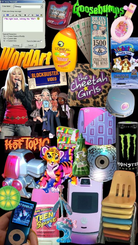 90’s baby nostalgia 😭 #90s #90sbaby #millenial #early2000s #90saesthetic #lisafrank #myspace #limewire #hannahmontana #aol #cdplayer #vintage #nostalgia Millenials Aesthetic, Yearbook Collage, Myspace Aesthetic, Vintage Nostalgia, 90’s Aesthetic, 2000s Nostalgia, Collage Ideas, 90s Baby, 90s Vibes