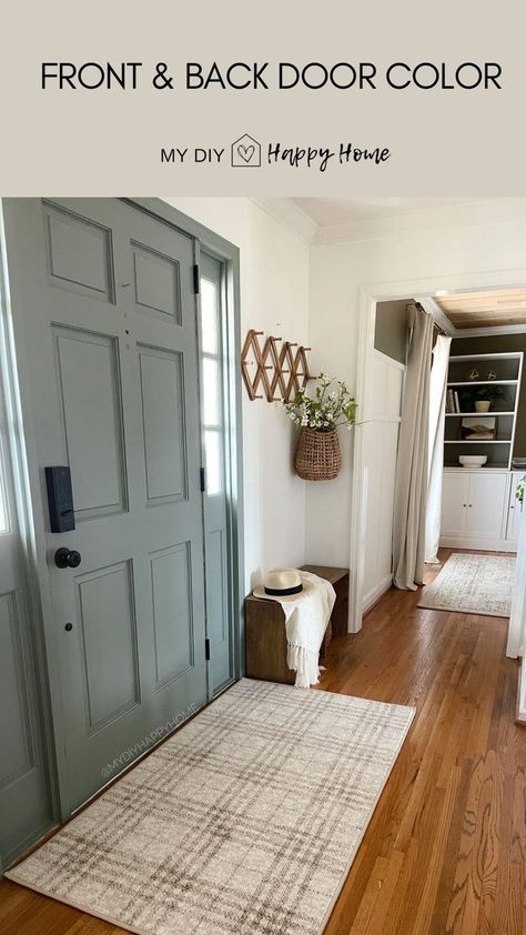 Entryway Paint, Painted Shower Tile, Gray Heron, Painted Exterior Doors, Faux Wood Paint, Garage Door Colors, Interior Front Door, Painted Front Doors, Grey Houses