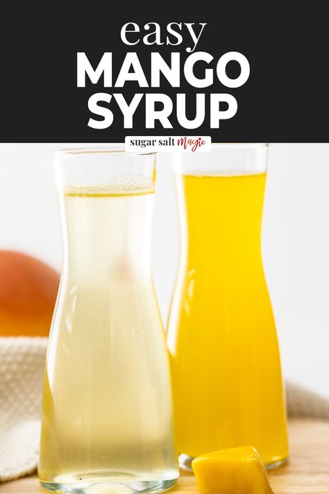 Mango syrup, with just 3 ingredients, is so easy to make. It’s the perfect simple syrup to add a tropical vibe to drinks and cocktails, cake layers, pancakes and ice cream. Give your drinks an upgrade; mango syrup is lovely in iced tea, soda water, lemonade and mocktails. For breakfast you can drizzle it over pancakes, waffles and oatmeal or for dessert try it over ice cream, panna cotta and rice pudding for a delicious sunshiny, tropical vibe. Mango Syrup Recipe, Tea Soda, Tropical Desserts, Simple Syrup Recipes, Sweet Treats Desserts, Homemade Syrup, Mango Syrup, Cake Layers, Mango Fruit