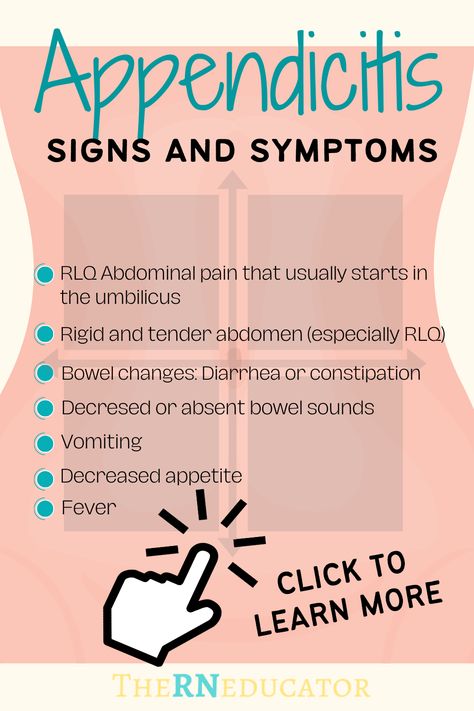 Learn these appendicities signs and symptoms you do not want to miss! Nursing, Nursing school, Appendix symptoms signs, Appendix symptoms, Appendix pain, Appendix surgery, Appendix nursing, Appendix pain, Nursing school notes study guides, nclex study guide chest sheets, nclex study tips, nclex tips, nclex study schedule, appendectomy, pediatric nursing, pediatric nurse Appendix Surgery, Appendix Symptoms Signs, Nclex Tips, Nclex Study Schedule, Numonics For Nursing, Peritonitis Nursing, Nursing Diagnosis Examples, Nursing Diagnosis Nanda, Nursing Labs