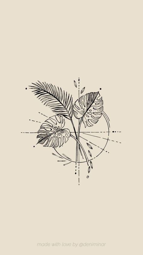 Super Trouper Tattoo, Tropical Line Tattoo, Millennial Tattoo Ideas, Amazon Rainforest Tattoo, Botanical Leaves Tattoo, Black And White Plant Tattoo, Plant Inspired Tattoos, Palm Frond Tattoos, Plants Tattoo Design