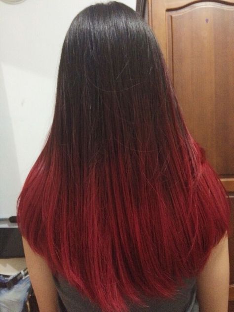 Cherry Red Hair Colors That Will Turn Heads Haircuts For Long Hair Straight, Red Hair Tips, Hair Color Red Ombre, Black Hair Ombre, Brown Hairstyles, Hair Dye Tips, Red Ombre Hair, Colored Hair Tips, Dyed Red Hair