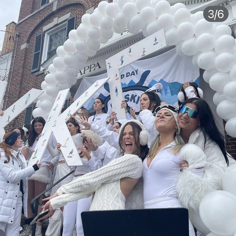 Snow Sorority Theme, Ski Sorority Theme, Apres Ski Bid Day, Snow Bid Day Theme, Winter Bid Day Themes, Snow Place Like Home Bid Day, Ski Bid Day Theme, Ski Bid Day, Bidday Themes