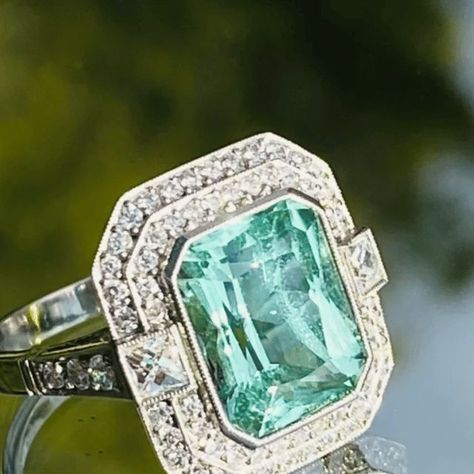 Steven Kretchmer Fine Jewelry on Instagram: "Have you ever seen a mint-colored tourmaline? It's a perfect mix of blue & green! 💚🩵⁠ This ring has a double diamond halo around the gemstone! Bringing out all of the spring colors to choose from! If you are looking for a beautiful and unique pop of color, I think we have the perfect ring for you! ⁠ ⁠ Shop in person or online with us! ⁠ ⁠ ⁠ ⁠ ⁠ ⁠ #gemstone #rings #statementrings #fashion #accessories #luxury" Double Diamond, Accessories Luxury, Pop Of Color, Diamond Halo, Spring Colors, Perfect Ring, Halo Diamond, Have You Ever, Tourmaline