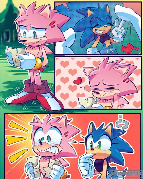 Twitter Genderbent Sonic, Sonic The Hedgehog And Tails, Sonamy Fanart, Sonic And Tails, Sonamy Comic, Sonic Sonic, Shadow And Amy, Amy The Hedgehog, Hedgehog Movie