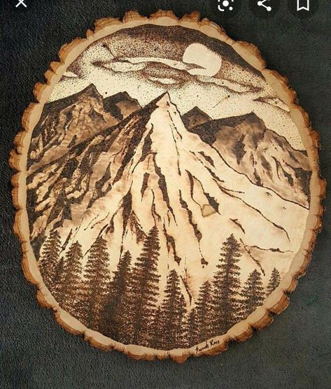 Wood Burning Techniques, Wood Burn Designs, Pyrography Patterns, Wood Slice Art, Woodburning Projects, Pyrography Art, Wood Burning Crafts, Wood Burning Patterns, Woodland Scene