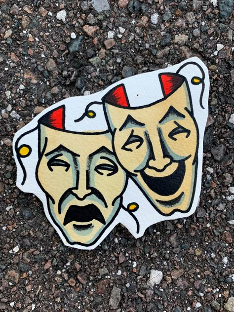 American Traditional Theater Mask Tattoo, Traditional Joker Card Tattoo, American Traditional Mask Tattoo, American Trad Forearm Tattoo, American Traditional Jester Tattoo, Clown Flash Sheet, American Vintage Tattoo, Traditional Tattoos Neck, Chicano Traditional Tattoo