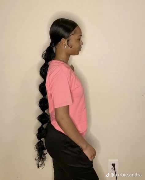 Different Slick Back Ponytails, Slick Back Bubble Ponytail Weave, Side Part Bubble Ponytail, Curly Bubble Ponytail, Middle Part Bubble Ponytail, Slick Back With Weave, Slick Back Hairstyles With Weave, Bubble Braid Slick Back, Prom Hairstyles For Black Women Ponytail