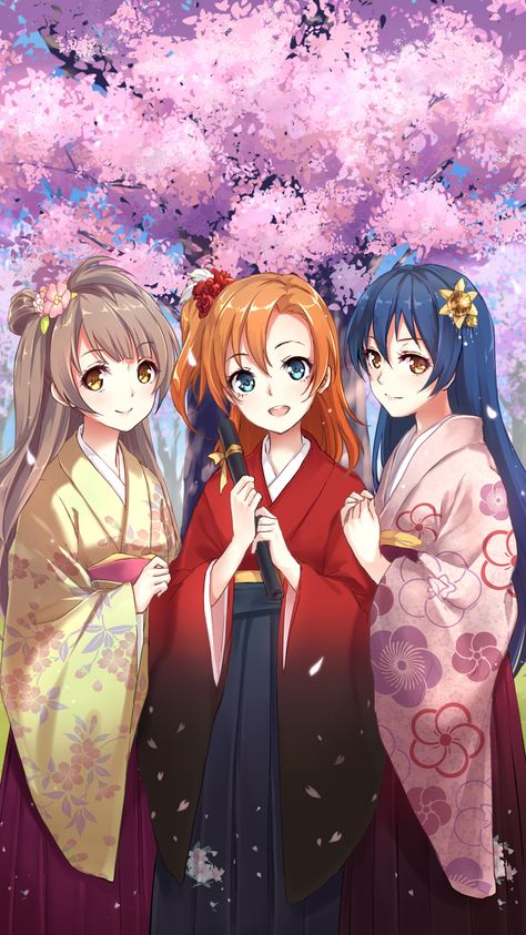 Kotori, Honoka, and Umi ~Love Live! School Idol Project. Cute Love Live School Idol Project, Love Live, Anime, Pink