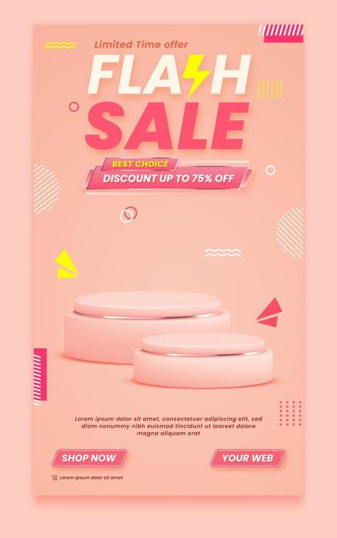 Flash sale promo poster template with podium and abstract background Promo Ads Creative Advertising, Flash Sale Poster Design, Flash Sale Graphic Design, Product Background Template, Product Sale Poster Design, Sale Poster Design Marketing, Flash Sale Poster, Promo Poster Design, Flash Sale Design