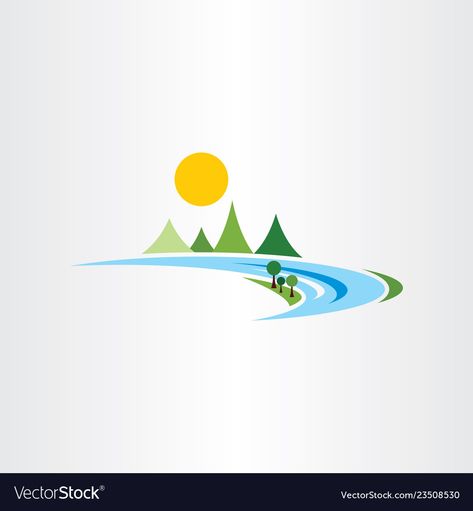 River Symbol, Mountains Logo, Landscape Vector, Mountain Logos, Logo Icon, Logo Maker, Logo Icons, Vector Logo, Logo Branding