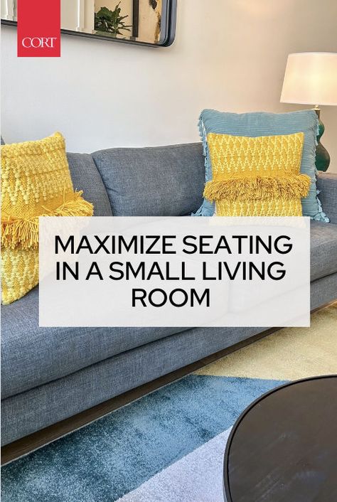 Check out our comprehensive guide to learn what kind of furniture works best in a small space, how to create seating in small living rooms, and space-saving hacks to minimize crowding Small Space Seating, Sitting Arrangement, Space Saving Hacks, Narrow Rooms, Narrow Living Room, Smokey Mountain, Seating Ideas, Saving Hacks, European Home