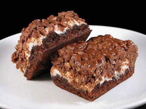 Topped Brownies, Rice Crispie, Rice Krispie Bars, Marshmallow Brownies, Brownie Treats, Peanut Butter Marshmallow, Brownie Toppings, Marshmallow Creme, Chocolate Marshmallows