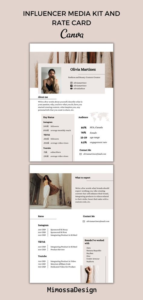 Influencer Portfolio Design, Brand Media Kit, Youtube Media Kit, Media Kit Examples Business, Media Kits Examples, Media Kit Influencer Español, Social Media Kit Template, Influencer Media Kit Examples, Podcast Media Kit