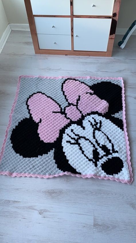 Minnie mouse c2c blanket crochet project by Debbie L | LoveCrafts Disney Crochet Blanket Patterns Free, Crochet Minnie Mouse Free Pattern, Free Minnie Mouse Crochet Patterns, C2c Crochet Blanket Baby, Disney Crochet Patterns Blanket, Crochet Disney Blanket, C2c Baby Blanket Pattern Free Crochet, Disney Crochet Blanket, Crochet Graphgan Patterns