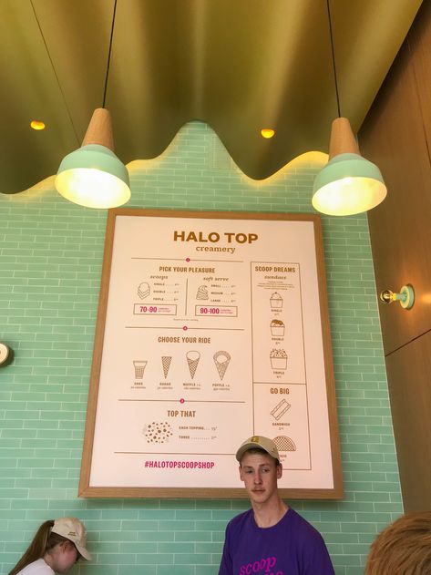 Korean Ice Cream, Chocolate Branding, Halo Top Ice Cream, Ice Cream Car, Ice Cream Menu, Ice Cream Logo, Ice Cream Place, Artisan Ice Cream, Halo Top