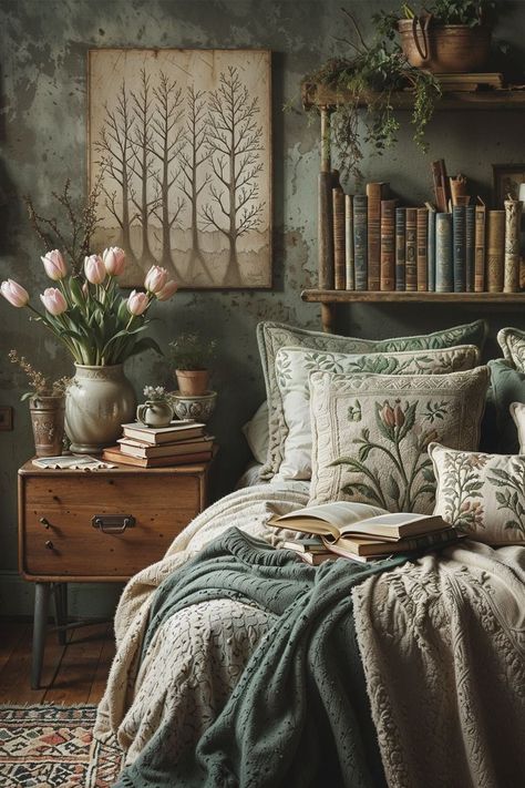 Dark Cozy Bedroom, Bedroom Ideas Romantic, Cottage Bedroom, Dreamy Bedrooms, Beautiful Bedrooms, My New Room, Cozy Bedroom, Home Fashion, New Room