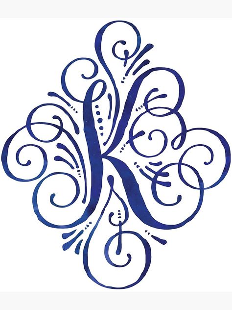 "Monogram Watercolor Calligraphy Letter K" Poster by junkydotcom | Redbubble K Calligraphy Letter, K Font, Letter K Font, K Calligraphy, K Monogram, Calligraphy Fonts Alphabet, Font Calligraphy, K Tattoo, Watercolor Calligraphy