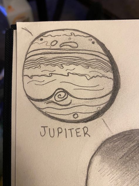 Space Things To Draw, Jupiter Sketch, Sick Doodles, Jupiter Drawing, Planets Drawing, Taurus Art, Planner Doodles, Planet Drawing, Weird Drawings