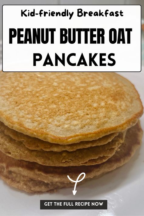 Make breakfast fun for your kids with these peanut butter oatmeal pancakes. They're perfect for baby-led weaning and easy to make in a blender Easy Baby Pancake Recipe, Breakfast For Babies, Quick Pancake Recipe, Pancakes For Baby, Peanut Butter Baby, Peanut Butter Oat, Peanut Butter Pancakes, Peanut Butter Breakfast, Banana Oatmeal Pancakes