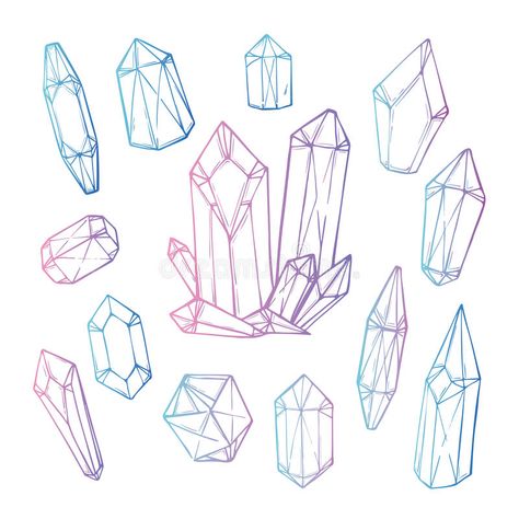 Illustration about Hand drawn vector illustration - Set of geometric crystals and minerals. Tribal design elements. Illustration of light, mineral, geometric - 58692237 Crystal Illustration, Gem Drawing, Crystal Drawing, Elements Illustration, Hand Drawn Vector Illustrations, Cute Animal Drawings Kawaii, Bullet Journal Themes, Hand Drawn Vector, Crystal Art