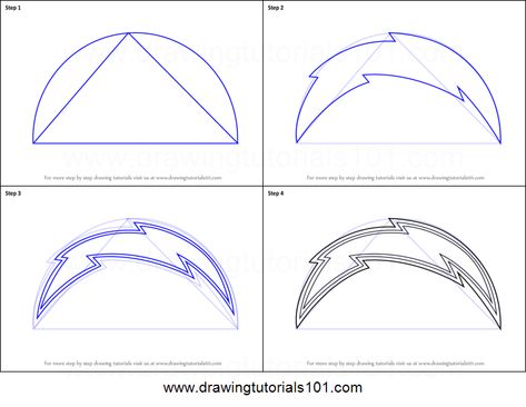 How to Draw San Diego Chargers Logo Printable Drawing Sheet by DrawingTutorials101.com La Chargers Logo, San Diego Chargers Logo, Charger Art, How To Draw Sans, Chargers Logo, La Chargers, Draw Logo, Chargers Football, Zodiac Signs Relationships