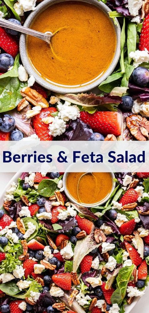 Salad With Berries And Feta, Savory Potato Salad, Salad Challenge, Gluten Free Recipes Side Dishes, Spring Mix Salad, Super Salads, Salads Recipes, Keto Side, Red Wine Vinaigrette