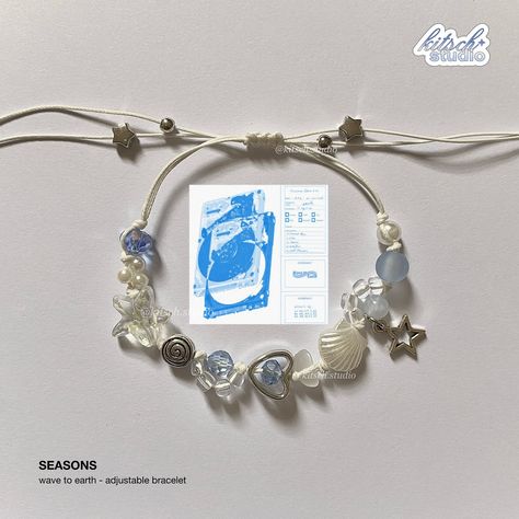 | seasons - wavetoearth 🛒 how to order shopee: 𝗸𝗶𝘁𝘀𝗰𝗵𝘀𝘁𝘂𝗱𝗶𝗼.𝗽𝗵 🇵🇭 or send a message to order. tags: #wavetoearth #seasons #adjustablebracelet #threadbracelet #beach #jelly #starfish #beadedjewelry #beads Wave To Earth Bracelet, Homemade Beaded Bracelets, Bracelet Beads Ideas, Beaded Jewelry Aesthetic, Tiny Bead Bracelet, Handmade Jewelry Business, Diy Beaded Rings, Homemade Bracelets, Bead Charms Diy