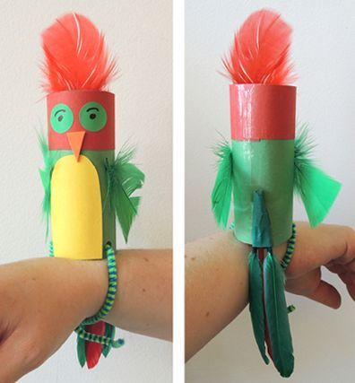 Crafts for kids - parrot that sits on your arm wrist. Make this from toilet paper tube. Great as a pirate theme activity! #crafts #kidscrafts #craftsforkids Pirate Activities, Pirate Crafts, Pirate Birthday Party, Theme Activity, Toilet Paper Roll Crafts, Paper Roll Crafts, Diy Birthday Party, Pirate Birthday, Pirate Theme