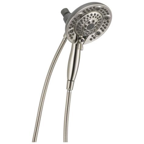 Delta Universal Showering Components Satin Nickel 5-Spray Dual Shower Head 2.5-GPM (9.5-LPM) in the Shower Heads department at Lowes.com Shower Together, Luxurious Showers, Dual Shower Heads, Tub Cleaner, Steam Showers Bathroom, Delta Faucets, Handheld Shower Head, Spray Pattern, Rain Shower Head