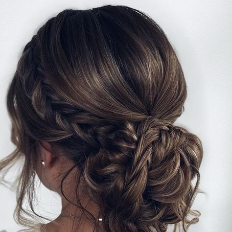 Bridal hair by Michelle Jewess on Instagram: "A braided low bun for my soon to be bride Abbie at her hair trial yesterday ✨  I do love trial days meeting all my brides and talking all things wedding 🥰" Low Bun Hairstyles Bridesmaid, Bridesmaid Hairstyles Bun Braid, Wedding Low Bun Hairstyles With Braid, Bridal Hair Low Bun Braid, Low Bun Bridesmaid Hair Simple, Hoco Updo Hairstyles Bun, Wedding Hair Loose Bun, Bridal Hair Bun With Braid, Bridesmaid Hair Bun Messy