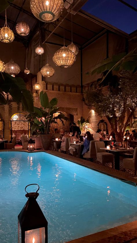 Marrakesh Aesthetic, Morocco Villa, Marrakech Aesthetic, Marrakech Morocco Aesthetic, Morroco Marrakech, Morocco Vacation, Moroccan Summer, Moroccan Nights, Morocco Aesthetic