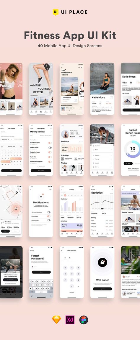 Fitness App Interface, Gym App Design, Workout App Design, Fitness App Ui Design, Fitness Apps Design, Fitness App Ui, App Wireframe, Gym App, Ui Design Principles