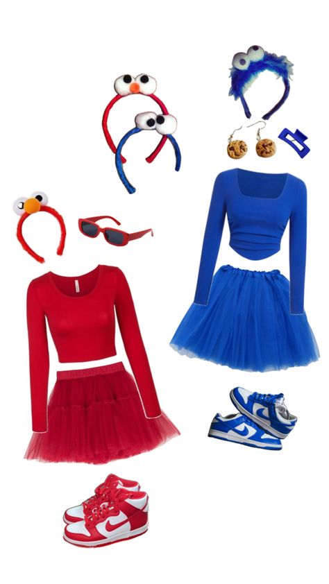 Hollween Costumes For Duos, Cute Hollowed Costumes Duo, Iconic Duos Costume Spirit Week, Halloween Outfits Not Costumes, Hollween Customs Ideas Duo, Dynamic Dou Spirt Week, Cookie Monster Halloween Costume Women, Duo Halloween Costumes Elmo And Cookie Monster, Halloween Costumes Middle Schoolers