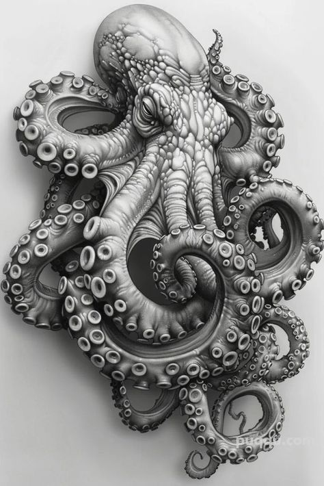 Witchy Realism Tattoo, Octopus Art Drawing, Octopus Tattoo Sleeve, Kraken Tattoo, Kraken Art, Marine Life Art, Octopus Drawing, Octopus Tattoo Design, Octopus Tattoos