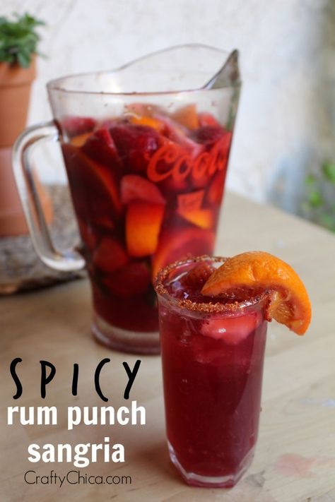 Spicy Rum Punch Sangria - The Crafty Chica! Crafts, Latinx art, creative motivation Spicy Sangria, Boozy Punch, Beach Party Ideas, Sand Dollar Cookies, Latina Style, Sangria Recipe, Seasonal Drinks, Rum Cocktails, Rum Punch