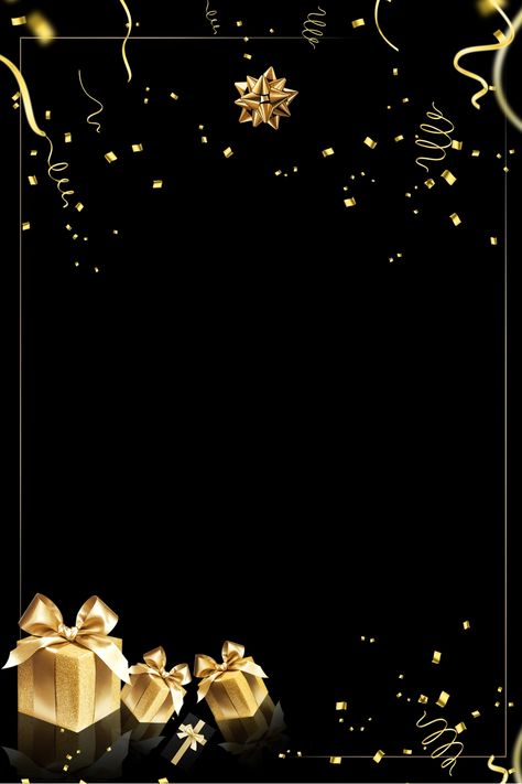 Golden Invitation Black Background New Year Gift Card, Happy New Year Photos, Golden Invitation, Gif Card, Background New Year, Black And Gold Invitations, Free Invitation Cards, Christmas Invite, New Year Background