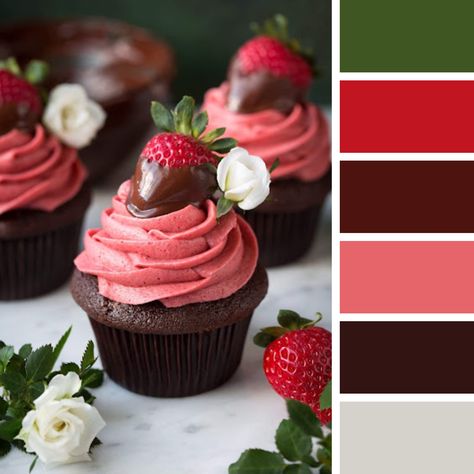 Color Palette Strawberry, Strawberry Colour Palette, Strawberry Pallet Color, Strawberry Chocolate Color Palette, Strawberry Dipped In Chocolate Drawing, Dragon Fruit Color Palette, Cocoa Cake, Strawberry Color, Strawberry Frosting