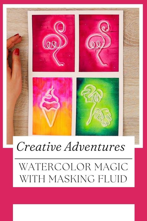 Watercolor painting is like a magical journey of transparency and vibrancy, and now, we're about to take it up a notch! Introducing masking fluid – your key to preserving untouched paper and creating jaw-dropping effects. In this article, we're diving into some fun and innovative ways to infuse your watercolor art with this exciting technique. Whether you're just starting out or a seasoned artist, these ideas will spark your imagination and bring a smile to your creative soul... Masking Fluid Art, Masking Fluid Ideas, Masking Fluid Watercolor Ideas, Masking Fluid Watercolor, Watercolor Painting Ideas, Fun Watercolor, Hello How Are You, Creating Texture, Creative Soul