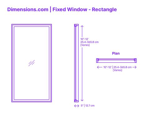 A rectangle fixed window is a type of window with a shape of a rectangle, with four sides of equal or unequal length and four right angles. The window is fixed in place and cannot be opened or closed. The rectangular shape is highly stable and efficient in weight distribution, making it a common choice for windows in buildings. Downloads online #windows #fixedwindow #buildings #construction Window Types Architecture, Fixed Window Detail, Fixed Window Design, Fixed Window, Commercial Windows, Narrow House Designs, Window Dimensions, Shop Drawing, Window Drawing