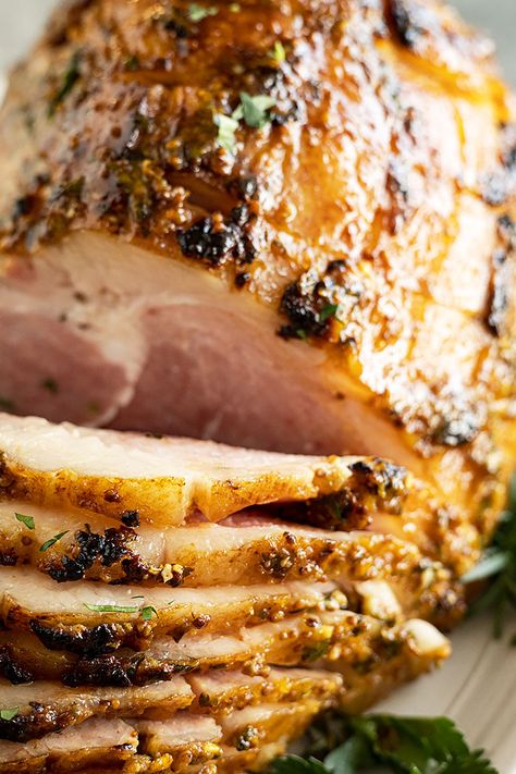 Mustard Glazed Ham, Savory Glaze For Ham, Savory Ham Glaze, Ham Roast Recipes Crock Pot, Savory Ham Recipes, Savory Ham, Ham Rub Recipes, Roast Ham, Ham Roast Recipes