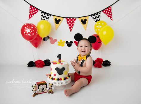 baby boy sitting on floor with mickey mouse cake smash theme Mickey Mouse Cake Smash, Mickey Mouse Smash Cakes, Creative Birthday Party Ideas, Mickey First Birthday, Mickey 1st Birthdays, Mickey Mouse Birthday Cake, Cake Smash Theme, Mickey Mouse Themed Birthday Party, Cake Smash Outfit Boy