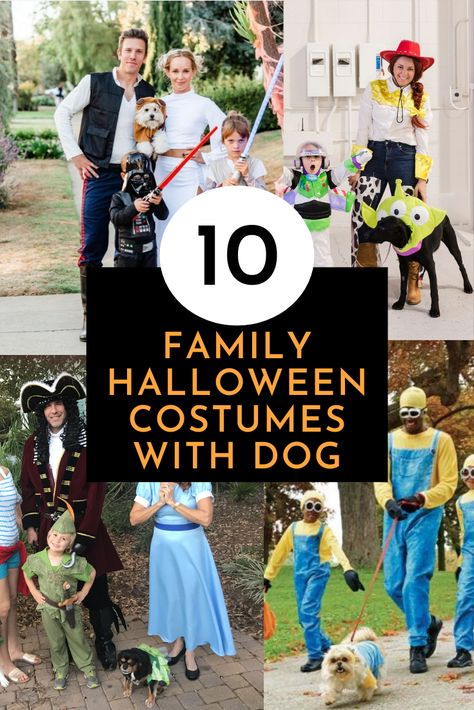 Get 10 super easy and fun family Halloween costume ideas you can choose for Halloween 2021 that incorporate a fun costume for your dog too. Two Dogs Costumes, Harry Potter Family Costumes With Dog, Cool Dog Costumes, Puppy And Me Halloween Costumes, Cousin It Dog Costume, Couples Costume With Dog Halloween, Halloween Costumes 2 People 2 Dogs, Family And Pet Halloween Costumes, Cute Halloween Costumes With Your Dog