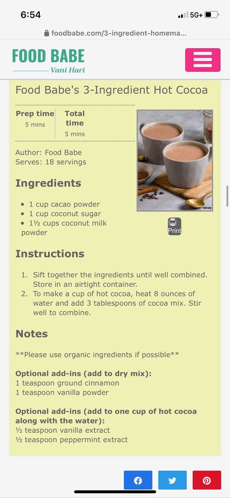 Vani Hari, Coconut Milk Powder, Fizzy Drink, Food Babe, Cocoa Mix, Cacao Powder, Coconut Sugar, Ground Cinnamon, 3 Ingredients