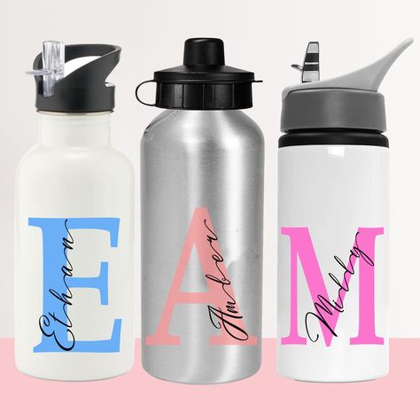 Back To School Drinks, School Drinks, Engraved Water Bottles, School Water Bottles, Printed Water Bottles, Aluminum Water Bottles, Sports Bottle, Name Print, Custom Water Bottles