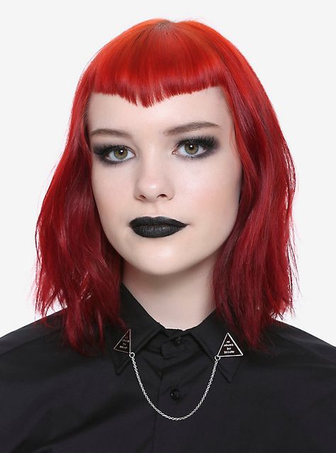 Triangle Bangs, Pin Up Bangs, V Bangs, Aussie Hair Products, As Above So Below, Edgy Haircuts, Goth Clothing, Chain Collar, Alternative Makeup