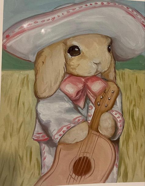 Bunny Painting Ideas, A Burning Hill, Bunny Paintings, Coquette Animals, Bunny Cartoon, Bunny Painting, Bunny Drawing, Cute Paintings, Bunny Art