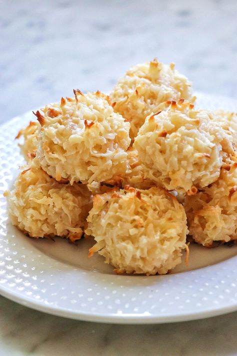 Pina Colada Macaroons Recipe | Allrecipes Pina Colada Cake, Coconut Macaroon, Coconut Macaroons Recipe, Cake Mug, Dried Pineapple, Eat Cookies, Macaroon Recipes, Macaron Recipe, Coconut Macaroons